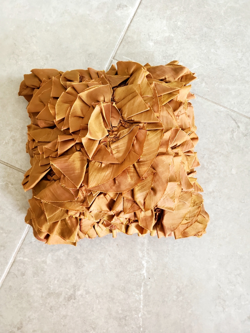 Pier 1 Mustard Gold Ruffled Decorative Accent Pillow
